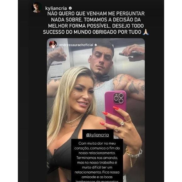 Ex-namorado de Andressa Urach, o modelo Kylian não quer ser questionado sobre a separação da atriz pornô