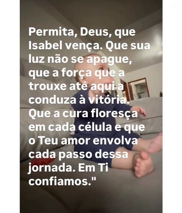 Com a filha, Isabel Veloso, internada, pai da influencer fez pedido com oração: 'Que sua luz não se apague, que a força que a trouxe até aqui a conduza à vitória'