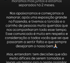 Barbara Borges faz anúncio de fim com Iran Malfitano no Instagram em 5 de setembro de 2026