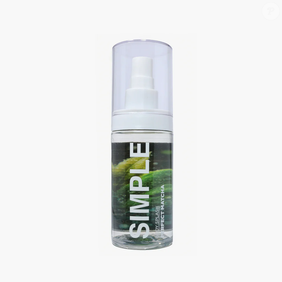 O Body Splash Perfect Matcha (Simple Organic) - 100ml | R$ 69 - se destaca pelo 'frescor limpo e imediato', ideal para ambientes de trabalho