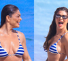 Juliana Paes ostenta barriga sarada em biquíni listrado e curte dia de praia com o marido; fotos