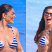 Juliana Paes ostenta barriga sarada em biquíni listrado e curte dia de praia com o marido; fotos