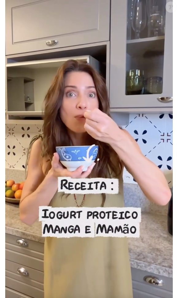 Em suas redes sociais, Letícia Spiller ensinou uma receita de iogurte proteico que faz parte de sua dieta
