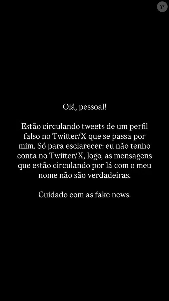'Eu não tenho conta no Twitter/X', esclareceu Rodrigo Lombardi