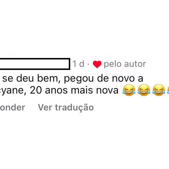 ‘Belo se deu bem, pegou de novo a Gracyanne, 20 anos mais nova (risos)', escreveu a seguidora que ganhou o like de Rayane, nova namorada do cantor