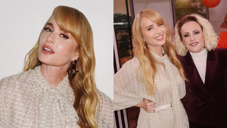 Feito na Itália e com fios metálicos: descobrimos o preço do look elegante e neutro de Angélica no 'Mais Você' - e está com desconto!