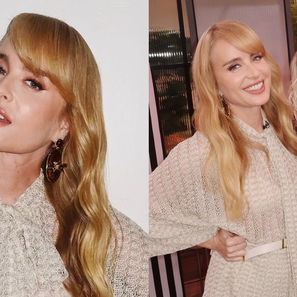 Feito na Itália e com fios metálicos: descobrimos o preço do look elegante e neutro de Angélica no 'Mais Você' - e está com desconto!