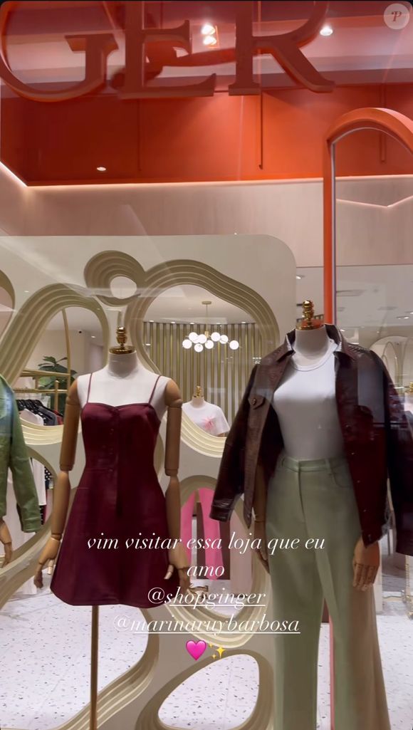 Nesta quinta-feira (23), Yasmin Brunet visitou a loja Shop Ginger, de Marina Ruy Barbosa, e compartilhou com os internautas na web.