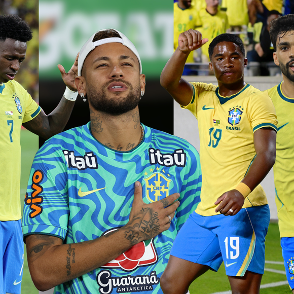 De olho na mala dos jogadores! Com Louis Vuitton azul, Hermès gigante e mochila cinza da Nike, Neymar, Vini Jr., Endrick e Paquetá somam juntos, só em bolsas e malas, quase R$ 270 mil