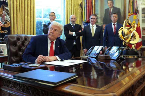 Donald Trump durante discurso em evento republicano, onde defendeu o aumento das tarifas contra a China.