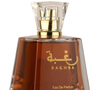 O perfume árabe Raghba, de Lattafa, traz notas elegantes e cítricas, com a presença marcante de baunilha em sua composição.