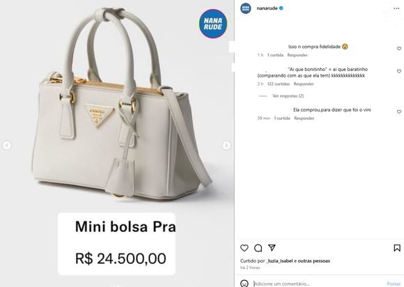 Virgínia Fonseca ganhou bolsa de luxo da Prada avaliada em R$ 24 mil e foi alvo de comentários ácidos na web