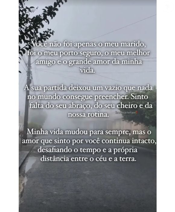 Viúva de Rick Sollo, Geralda Helena vem compartilhando mensagens de pesar após a trágica morte do marido, em 21 de setembro de 2026