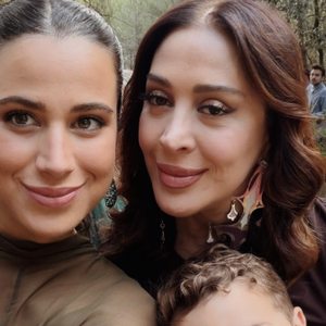 Claudia, Sophia e Luca no casamento da sobrinha da atriz