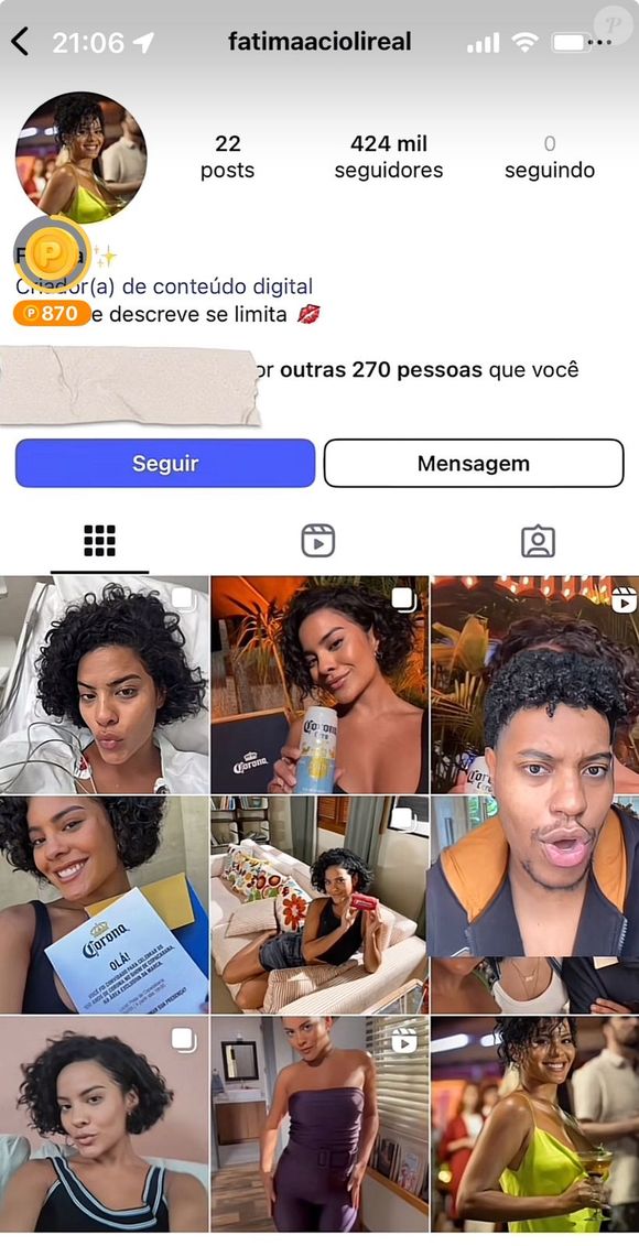 Perfil de Fátima no Instagram gerou incômodo por 'desleixo' da Globo no início