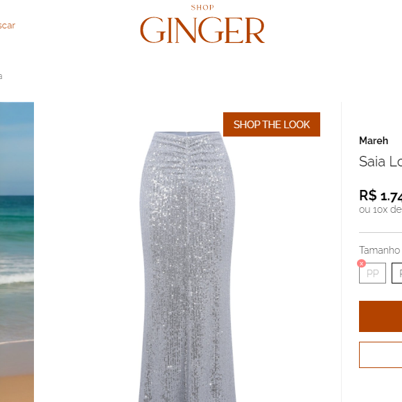 Saia da grife de Marina Ruy Barbosa, usada por Carolina Dieckmmann em aniversário, está disponível por R$ 1.747,00