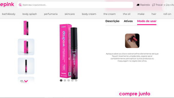 O site oficial da WePink não informa contraindicações e riscos do produto Wedrop; limita-se apenas a listar os componentes e descrever o uso em um curto passo a passo