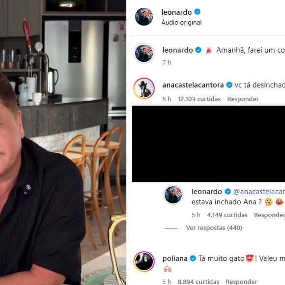 Ana Castela elogiou o rosto desinchado e Leonardo e o sertanejo rebateu a ex-nora