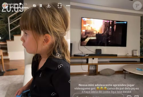 Virgínia Fonseca divertiu a web ao revelar um novo hobby de Maria Alice. Segundo a influenciadora, a primogênita aprendeu a jogar videogame com o pai, Zé Felipe, enquanto ela mesma admitiu não saber nem ligar o aparelho