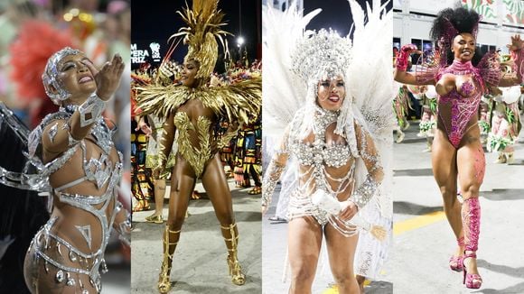 Rainhas de bateria do Carnaval RJ 2025: 1ª noite de desfiles de Andressa Marinho careca, Érika Januza de dourado e mais. Veja 16 fotos das musas da folia!