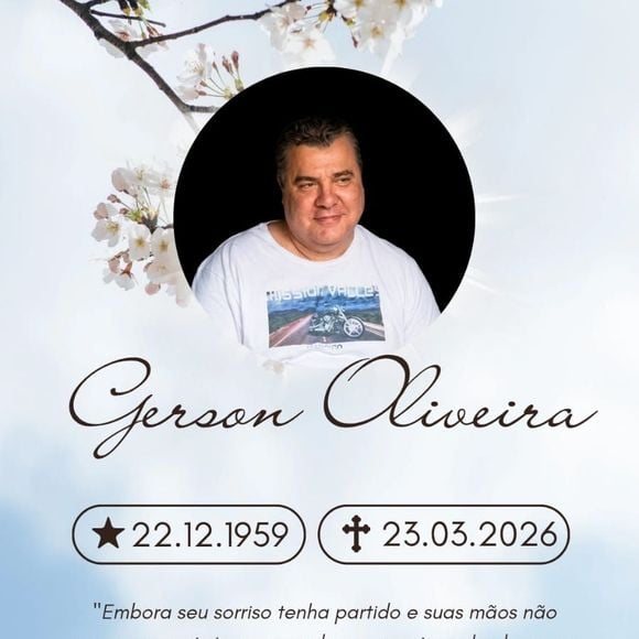 De acordo com familiares do artista, o velório do artista será realizado das 9h às 12h desta quarta-feira (25/3), na avenida Salim Farah Maluf, 1520, em São Paulo. Já a cerimônia de cremação de Gerson Brenner ocorre às 13h, na avenida Francisco Falconi, 473, também na capital paulista