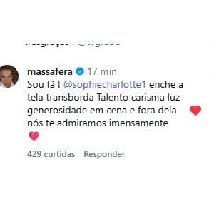 Grazi Massafera, a intérprete de Arminda em 'Três Graças', também elogia Sophie Charlotte