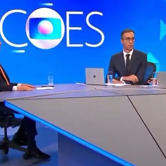 Renata Vasconcellos e César Tralli entrevistaram Romeu Zema em estúdio da Globo