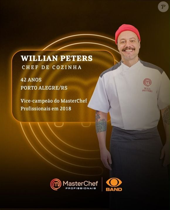 Willian Peters foi vice-campeão da terceira temporada do 'MasterChef Profissionais', em 2018, quando disputou o título com Rafael Gomes