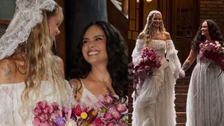 Vestidas de noivas, Marcela Mc Gowan e Luiza Martins entram juntas em casamento com temática mística. Veja fotos!