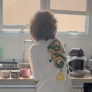 Hoje com 12 anos, Theo apareceu lavando louça e impressionou tanto pelo seu tamanho quanto pela atitude