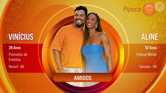 Elenco pipoca no 'BBB 25': Aline é do signo de câncer, enquanto o amigo Vinícius é de gêmeos.