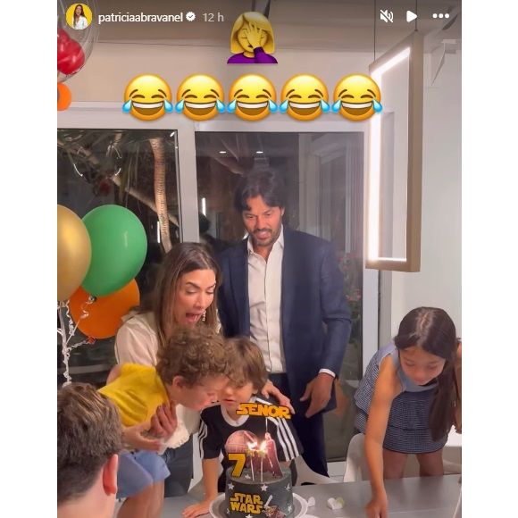 Filho de Rebeca Abravanel e Pato soprou a velinha do bolo de Senor, seu primo e filho de Patricia Abravanel