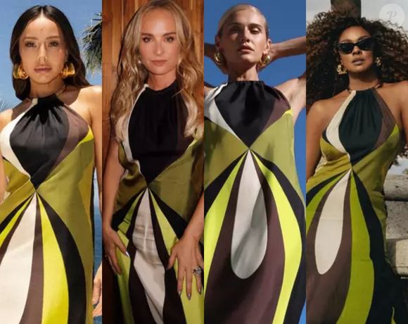 Em março, Angélica usou vestido da marca Emilio Pucci, que não está mais à venda e já foi visto anteriormente em Sabrina Sato, Cris Vianna e Celina Locks