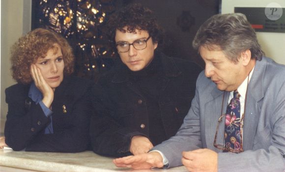 Fulvio Stefanini com Irene Ravache e Petronio Gontijo nas gravações da novela 'Razão de Viver' (1996, SBT)