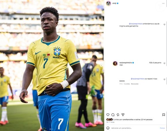 Vini Jr. chamou atenção de Rosiane Pinheiro e anônimos por volume no short após jogo de estreia do Brasil na Copa 2026