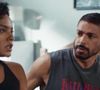 Fátima (Bella Campos) conta a César (Cauã Reymond) que está grávida e o clima esquenta na novela