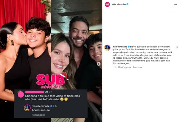Mileide Mihaile se manifestou após filho ser criticado por não postar foto dela em 1º post no instagram: 'Sou muito segura e extremamente feliz com meu filho para me abalar com esse tipo de bobagem'