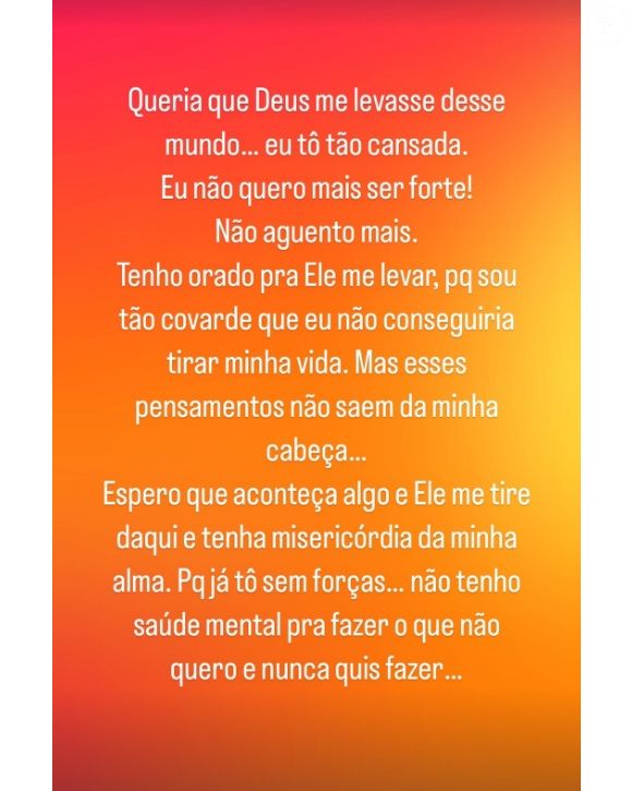Andressa Urach afirmou que por conta do trabalho e de quem precisa dela não pode buscar internação para tratar lado emocional
