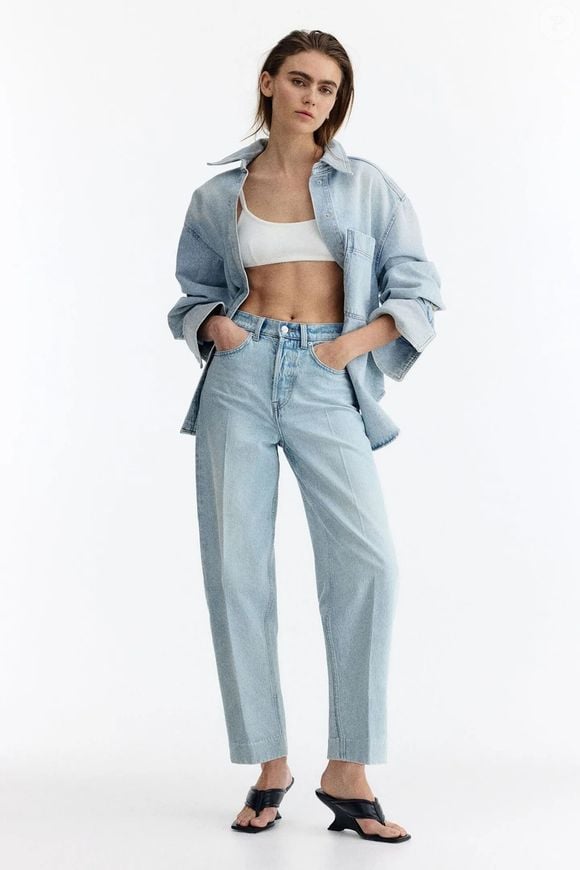 Calça jeans barrel de cintura alta