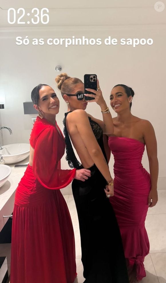 Virginia Fonseca opta por look preto com decotes no casamento.