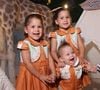 Maria Flor, Maria Alice e José Leonardo em aniversário do caçula
