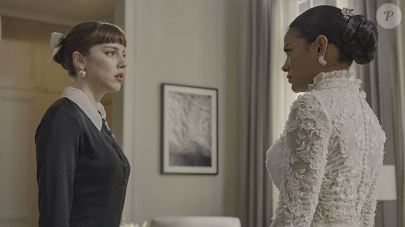 Maria de Fátima (Bella Campos) é confrontada por Solange (Alice Wegmann) na festa do casamento com Afonso (Humberto Carrão) na novela 'Vale Tudo', no capítulo de quinta-feira 10 de julho de 2025