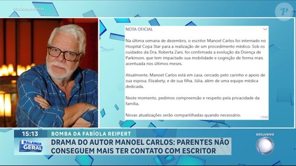 Manoel Carlos foi diagnosticado com Parkinson e está aposentado da TV após mais de 60 anos de trabalho