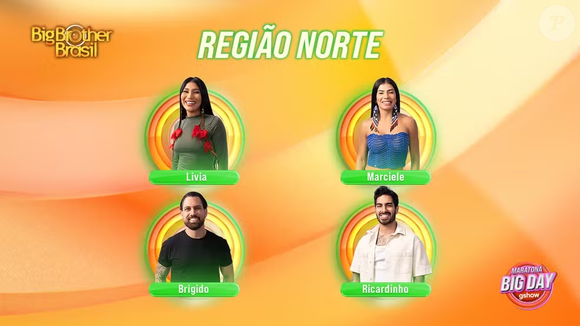 Representam a Região Norte na disputa Lívia, do boi Garantido, Marciele, do boi Caprichoso, Brigido, empreendedor e diretor de escola, e Ricardinho, atleta profissional de futebol freestyle