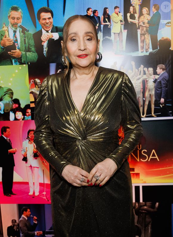 Sonia Abrão prestigiou o Troféu Imprensa 2025 com um vestido longo dourado metálico, de mangas longas e decote em V transpassado. O modelo, que marca a cintura com um discreto drapeado central, trouxe sofisticação sem exageros — combinando com sua trajetória sólida no jornalismo de celebridades