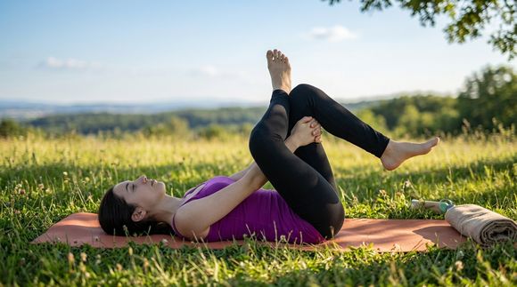 A postura do olho da agulha, chamada Sucirandhrasana em sânscrito, também é conhecida como postura do quatro, em referência ao formato desenhado pelas pernas durante o exercício