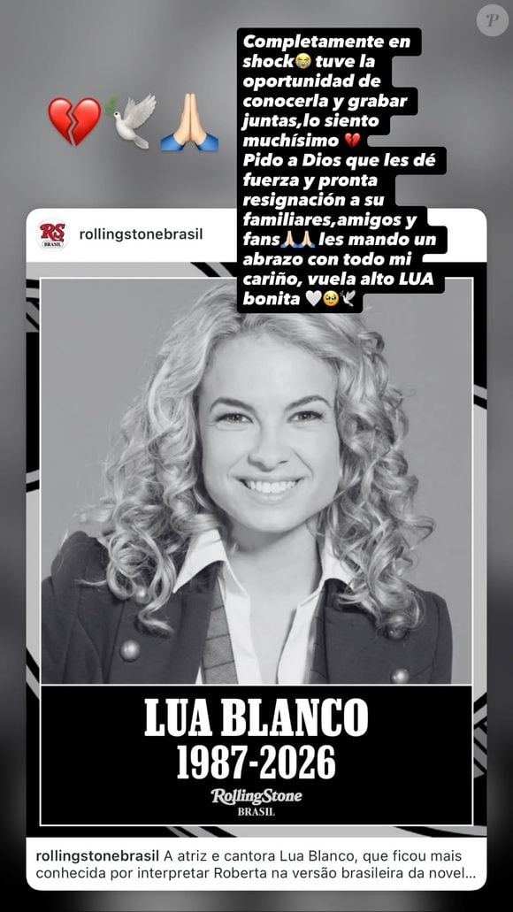 Morte de Lua Blanco: o ponto alto de sua projeção nacional ocorreu em 2011, ao protagonizar a versão brasileira de 'Rebelde', na Record TV, onde interpretou a marcante Roberta Messi e arrastou multidões em turnês musicais pelo país.
