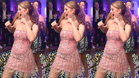 Já o terceiro look, escolhido para a balada foi aquele clássico vestido rosa, curto e todo trabalhado em canutilhos, modelo que toda debutante sonha em usar e que permite aproveitar a festa com mais leveza e liberdade