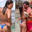 Gata, bronzeada e cheia de amor! De biquíni fio-dental, Juliana Paes dá 'beijo de cinema' no marido em Noronha; corpo definido rouba cena. Fotos