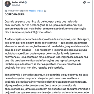 Pronunciamento de Javier Milei sobre o caso de Messi